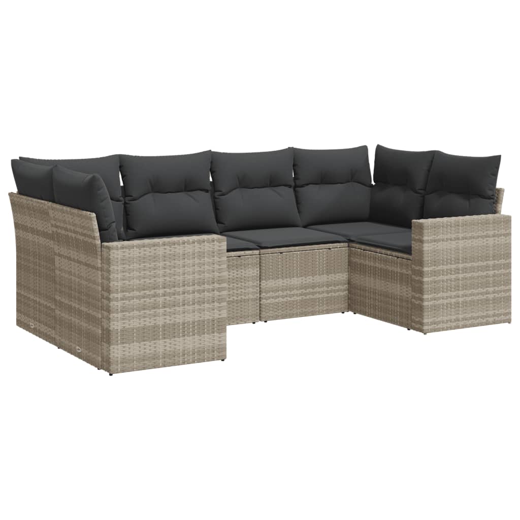 6-delige Loungeset met kussens poly rattan lichtgrijs is nu te koop bij PeponiXL, paradijselijk wonen!