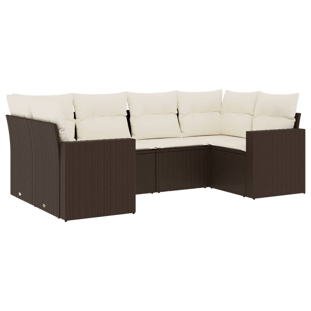6-delige Loungeset met kussens poly rattan bruin is nu te koop bij PeponiXL, paradijselijk wonen!