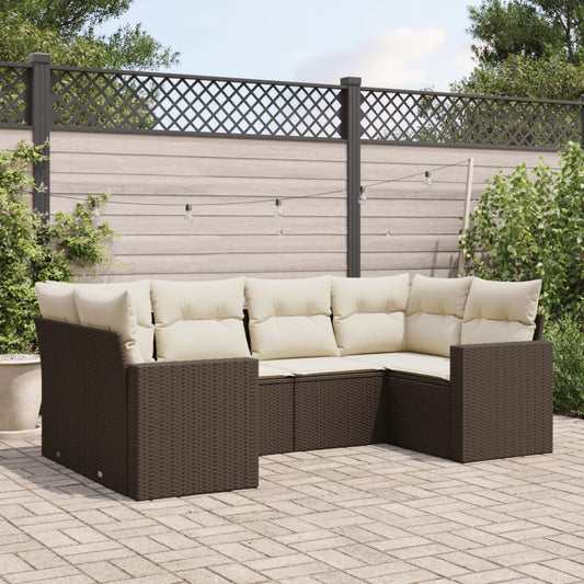 6-delige Loungeset met kussens poly rattan bruin is nu te koop bij PeponiXL, paradijselijk wonen!