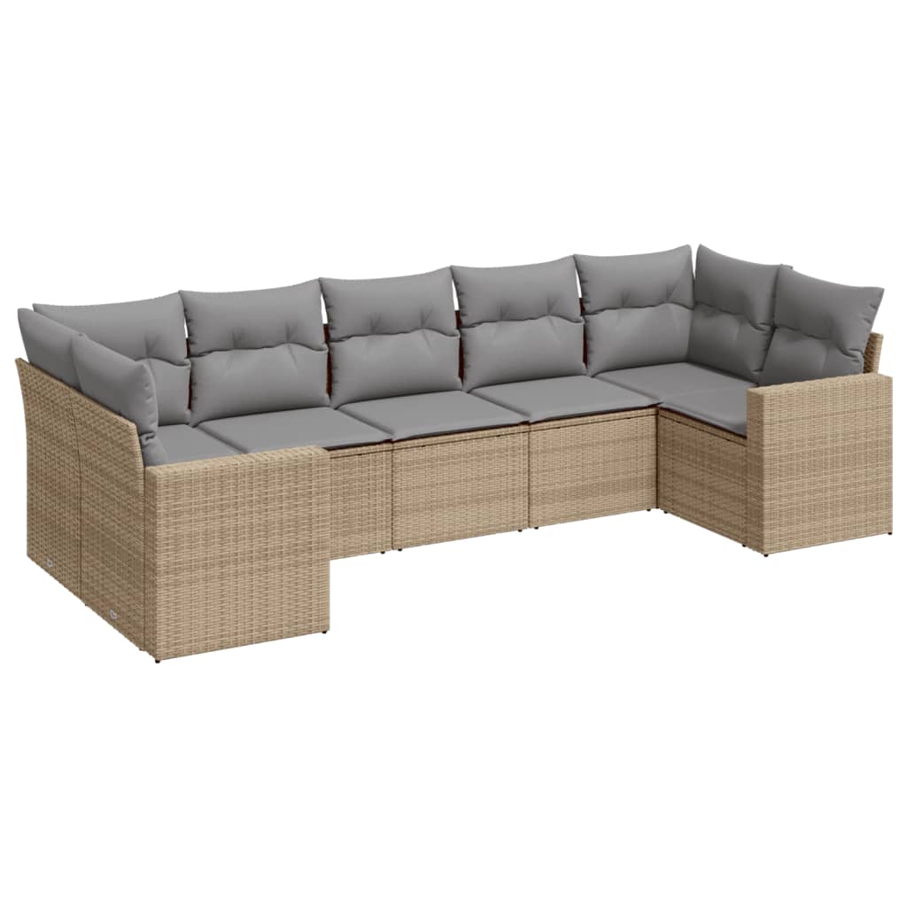 7-delige Loungeset met kussens poly rattan beige is nu te koop bij PeponiXL, paradijselijk wonen!