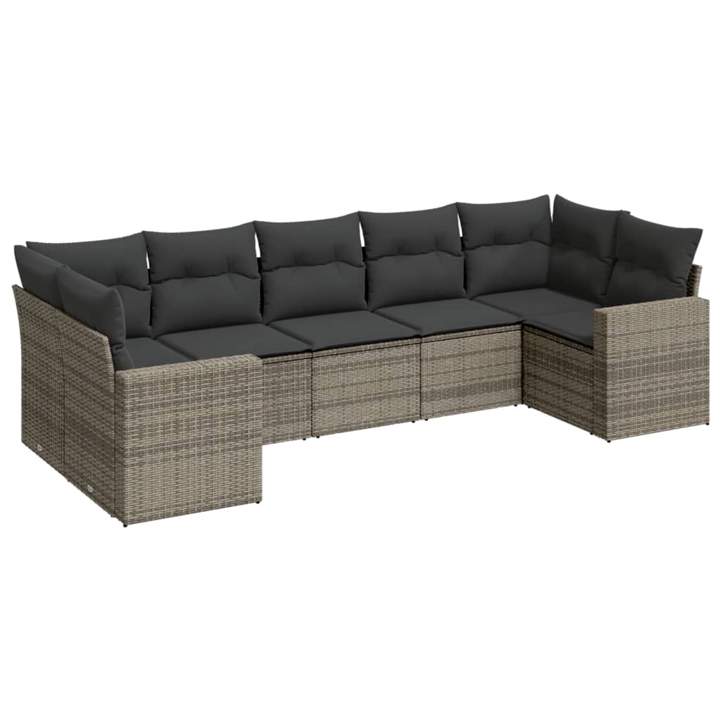 7-delige Loungeset met kussens poly rattan grijs is nu te koop bij PeponiXL, paradijselijk wonen!