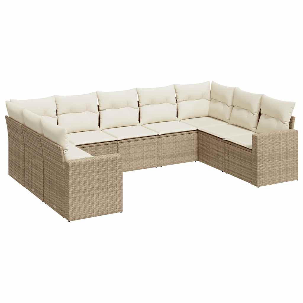 9-delige Loungeset met kussens poly rattan beige is nu te koop bij PeponiXL, paradijselijk wonen!