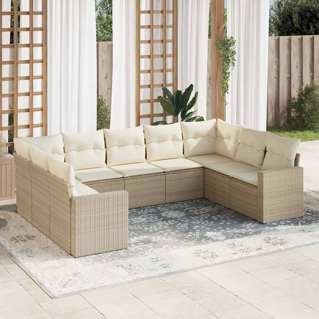 9-delige Loungeset met kussens poly rattan beige is nu te koop bij PeponiXL, paradijselijk wonen!