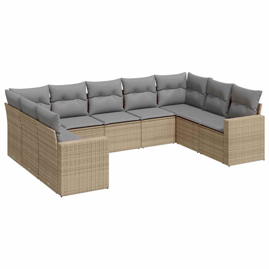 9-delige Loungeset met kussens poly rattan beige is nu te koop bij PeponiXL, paradijselijk wonen!