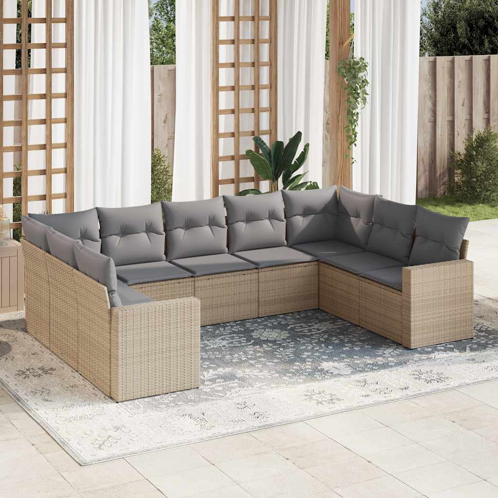 9-delige Loungeset met kussens poly rattan beige is nu te koop bij PeponiXL, paradijselijk wonen!