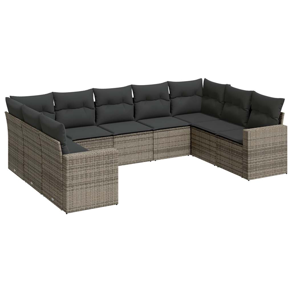 9-delige Loungeset met kussens poly rattan grijs is nu te koop bij PeponiXL, paradijselijk wonen!