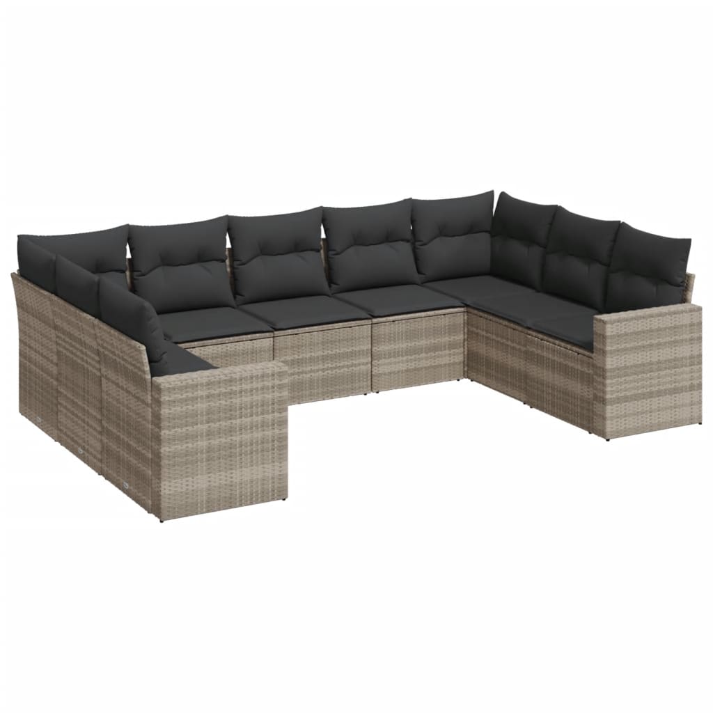 9-delige Loungeset met kussens poly rattan lichtgrijs is nu te koop bij PeponiXL, paradijselijk wonen!