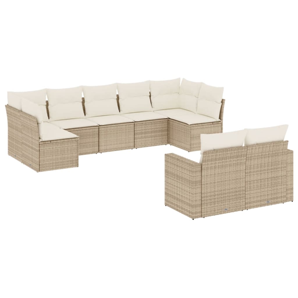 9-delige Loungeset met kussens poly rattan beige is nu te koop bij PeponiXL, paradijselijk wonen!