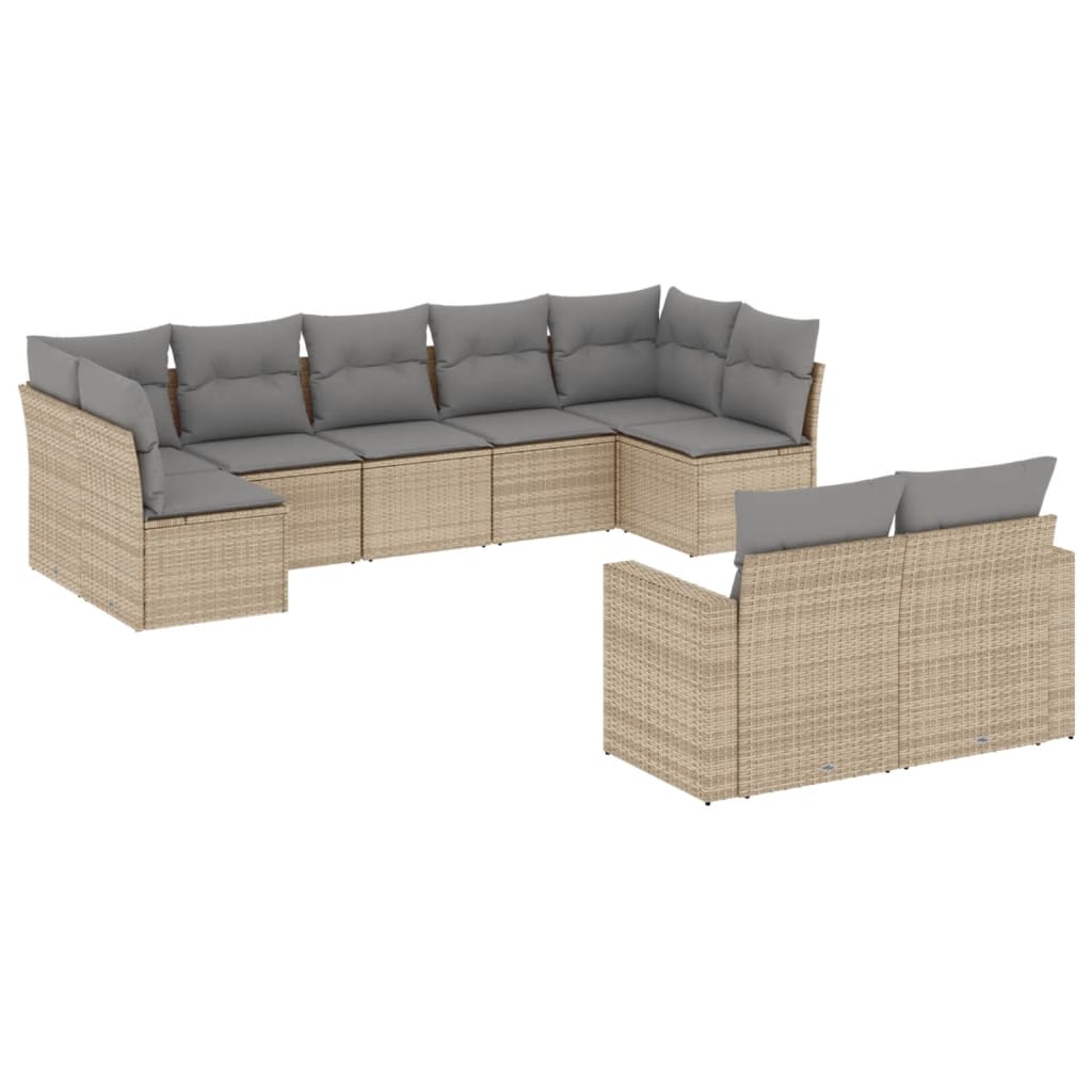 9-delige Loungeset met kussens poly rattan beige is nu te koop bij PeponiXL, paradijselijk wonen!