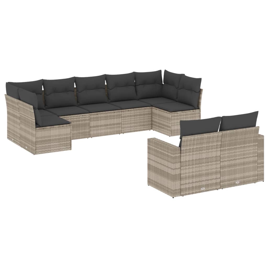 9-delige Loungeset met kussens poly rattan lichtgrijs is nu te koop bij PeponiXL, paradijselijk wonen!