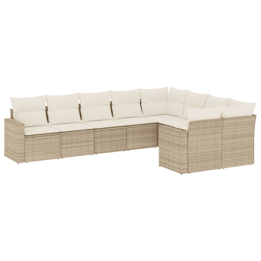 9-delige Loungeset met kussens poly rattan beige is nu te koop bij PeponiXL, paradijselijk wonen!
