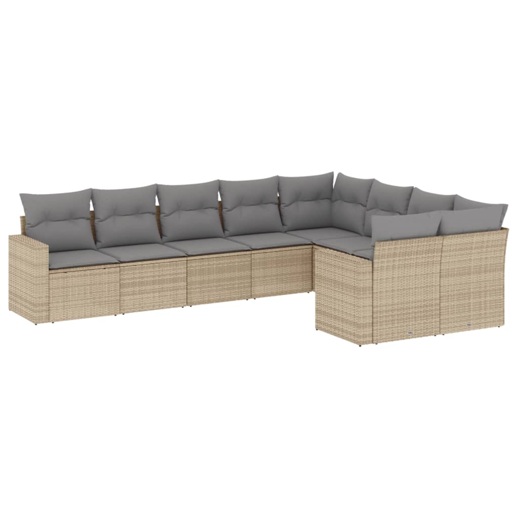 9-delige Loungeset met kussens poly rattan beige is nu te koop bij PeponiXL, paradijselijk wonen!