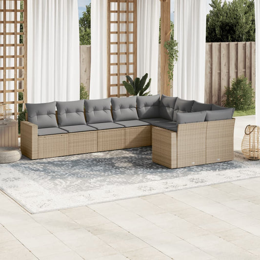 9-delige Loungeset met kussens poly rattan beige is nu te koop bij PeponiXL, paradijselijk wonen!