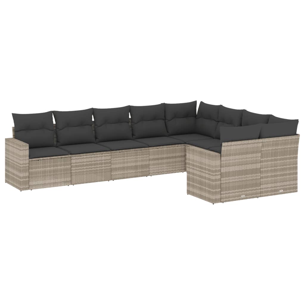 9-delige Loungeset met kussens poly rattan lichtgrijs is nu te koop bij PeponiXL, paradijselijk wonen!