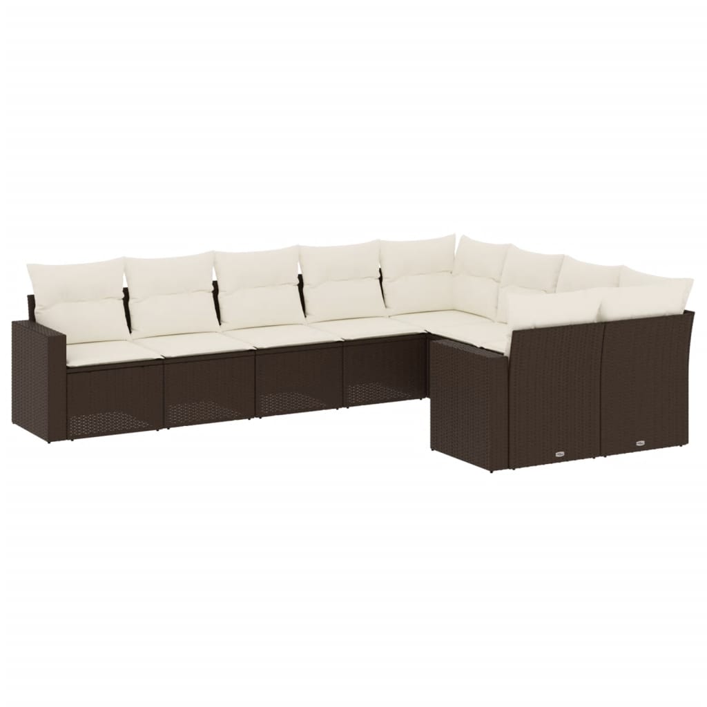 9-delige Loungeset met kussens poly rattan bruin is nu te koop bij PeponiXL, paradijselijk wonen!