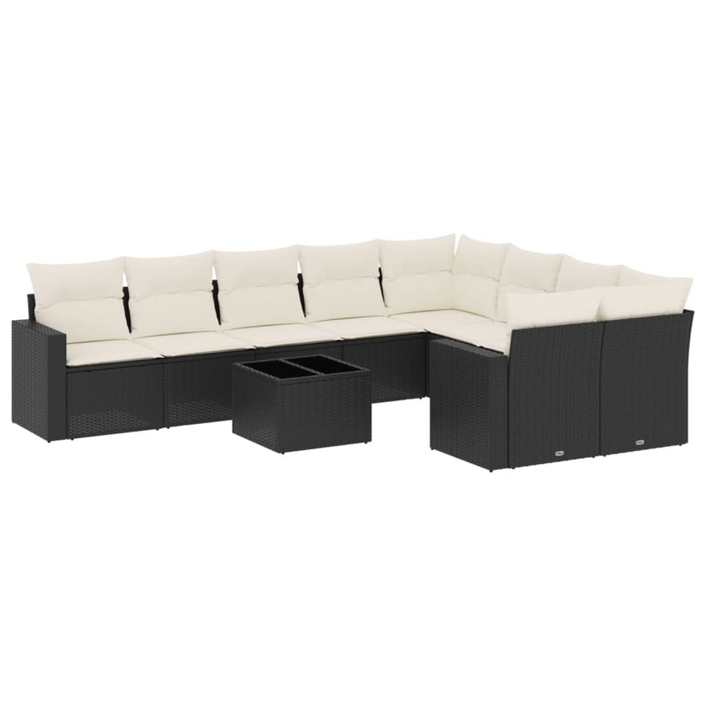 10-delige Loungeset met kussens poly rattan zwart is nu te koop bij PeponiXL, paradijselijk wonen!