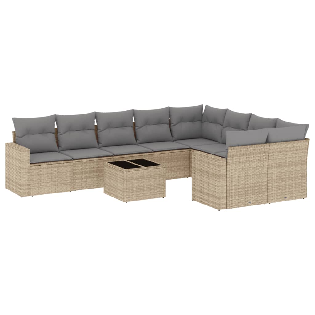 10-delige Loungeset met kussens poly rattan beige is nu te koop bij PeponiXL, paradijselijk wonen!