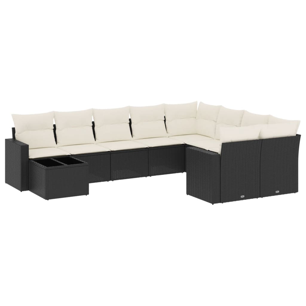 10-delige Loungeset met kussens poly rattan zwart is nu te koop bij PeponiXL, paradijselijk wonen!