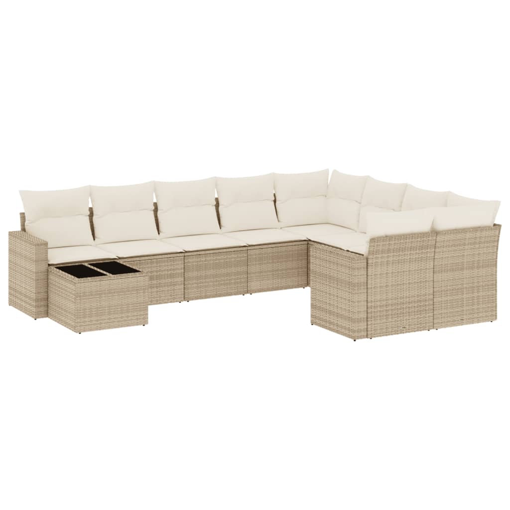10-delige Loungeset met kussens poly rattan beige is nu te koop bij PeponiXL, paradijselijk wonen!