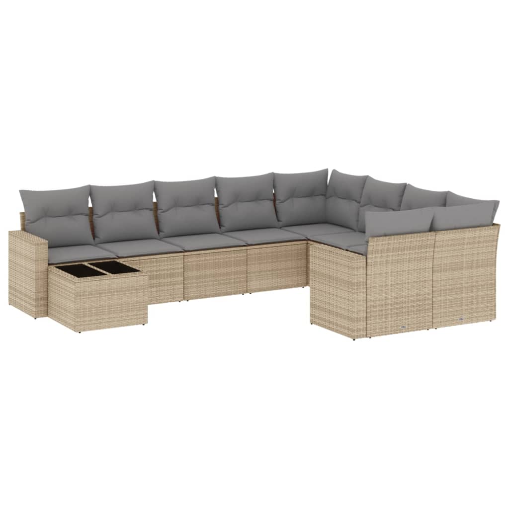 10-delige Loungeset met kussens poly rattan beige is nu te koop bij PeponiXL, paradijselijk wonen!