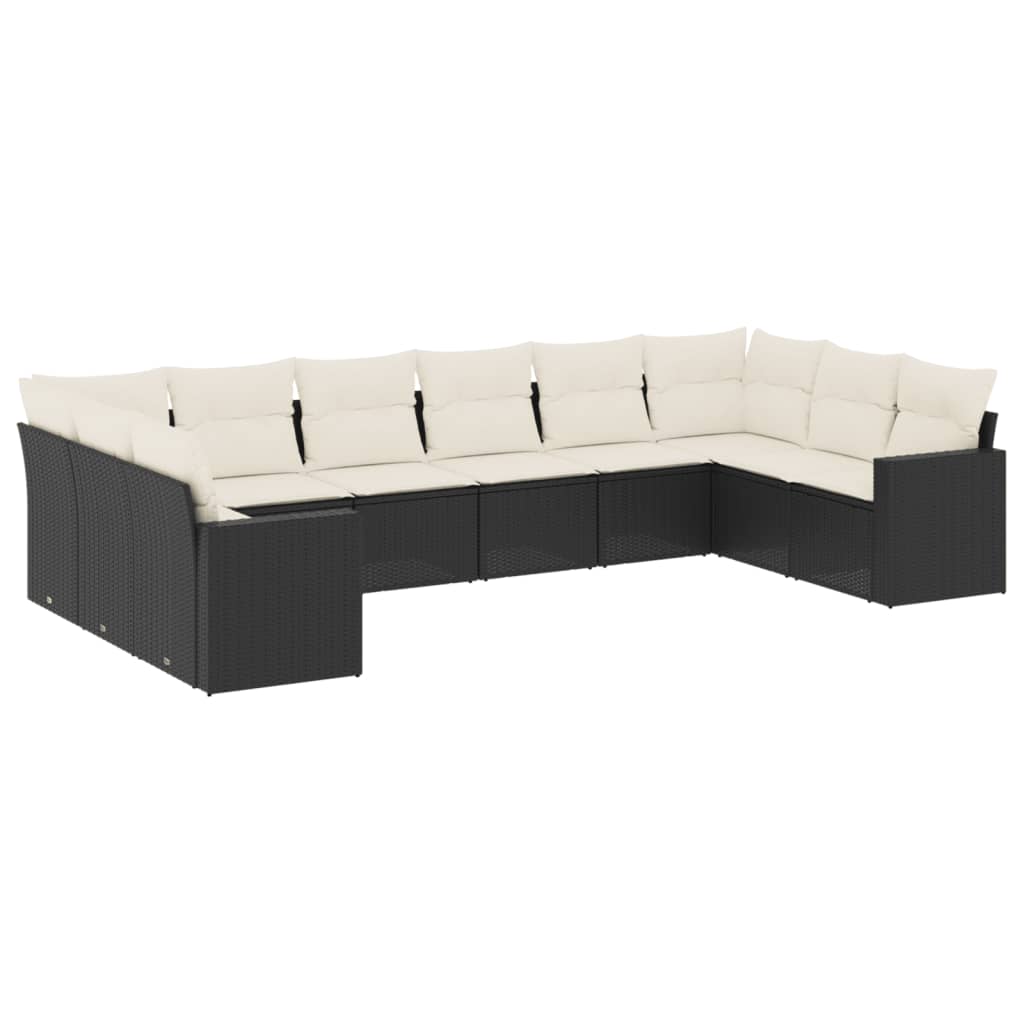 10-delige Loungeset met kussens poly rattan zwart is nu te koop bij PeponiXL, paradijselijk wonen!