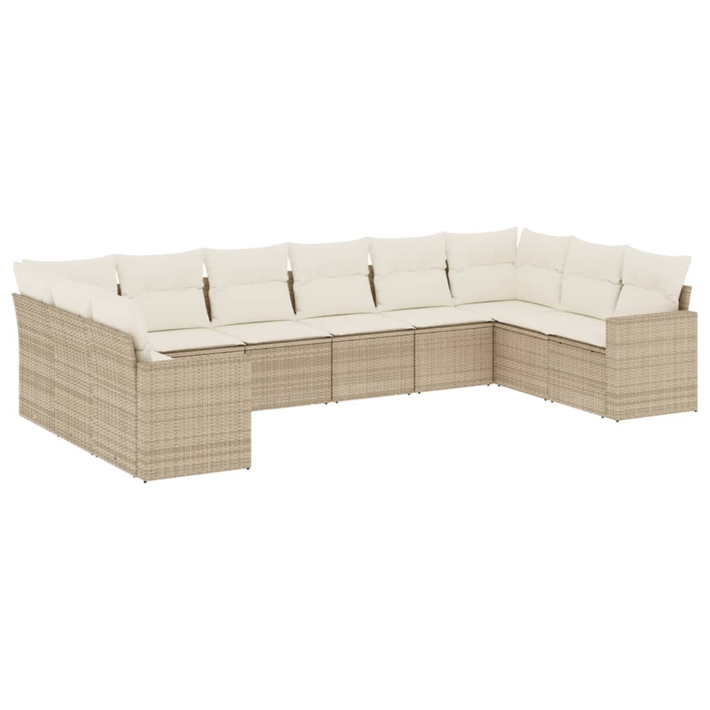 10-delige Loungeset met kussens poly rattan beige is nu te koop bij PeponiXL, paradijselijk wonen!