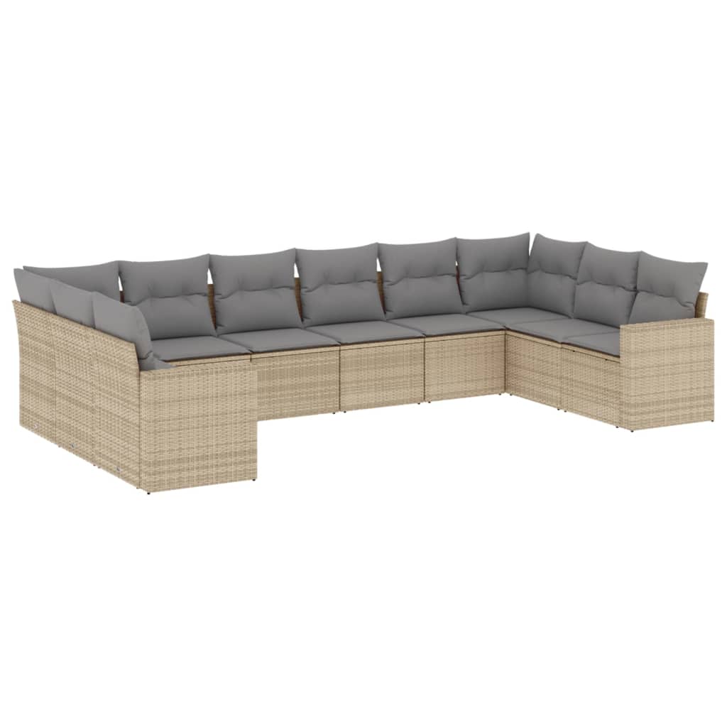 10-delige Loungeset met kussens poly rattan beige is nu te koop bij PeponiXL, paradijselijk wonen!