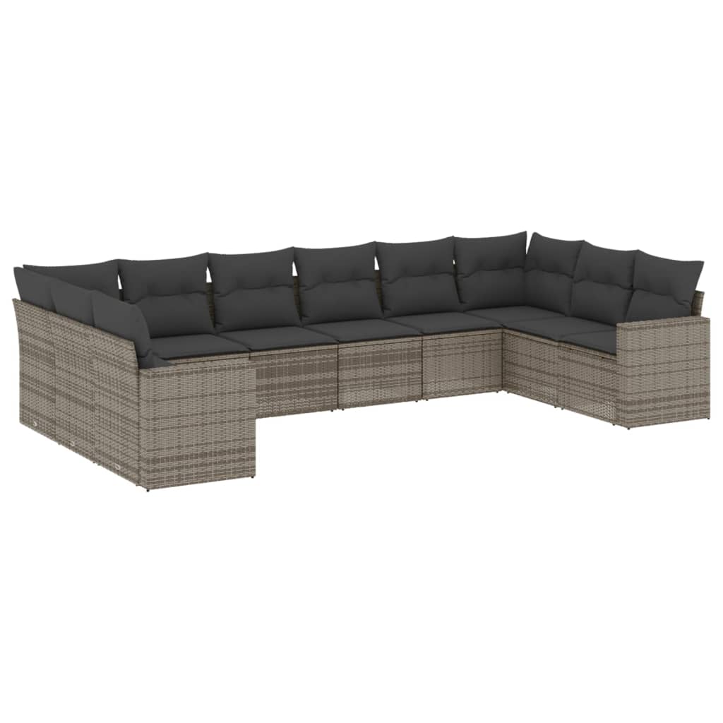 10-delige Loungeset met kussens poly rattan grijs is nu te koop bij PeponiXL, paradijselijk wonen!