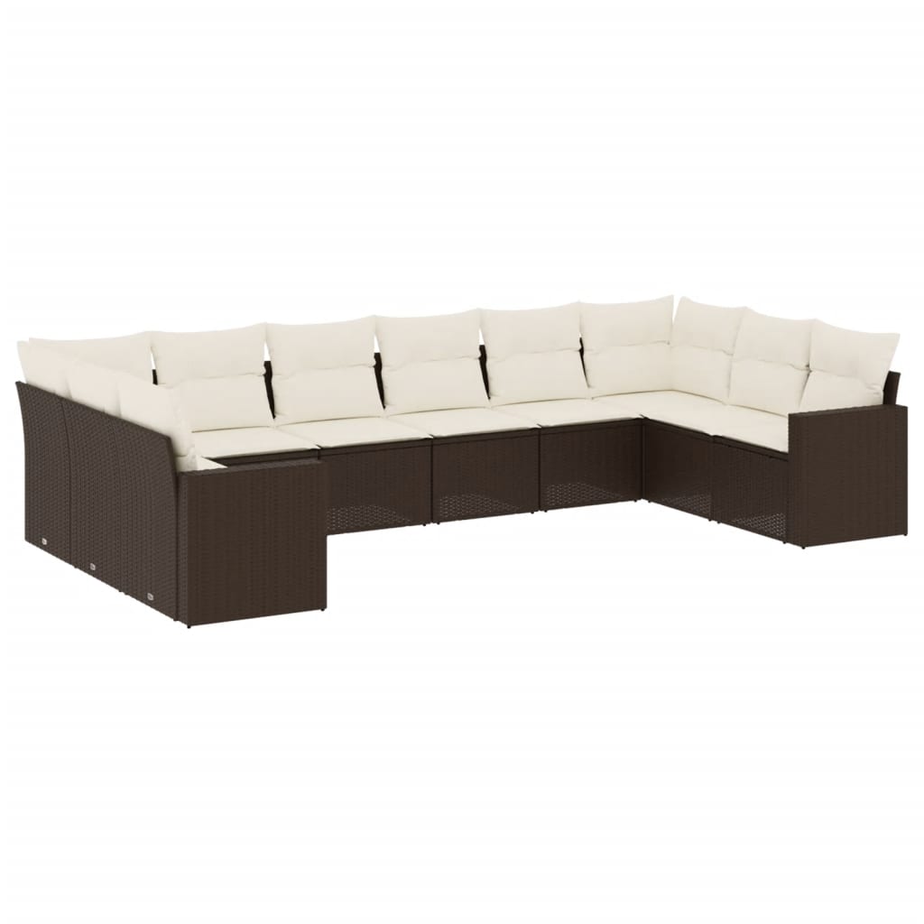 10-delige Loungeset met kussens poly rattan bruin is nu te koop bij PeponiXL, paradijselijk wonen!