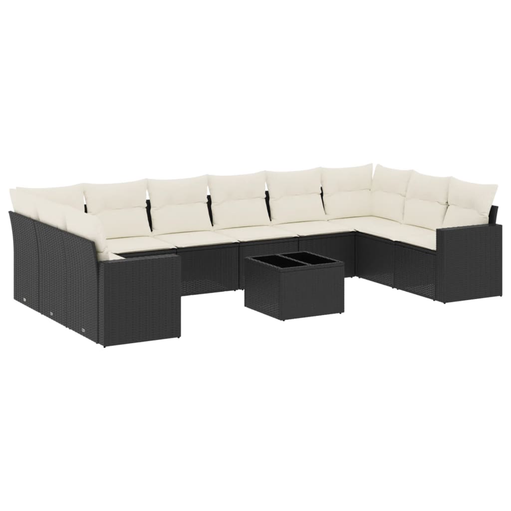 11-delige Loungeset met kussens poly rattan zwart is nu te koop bij PeponiXL, paradijselijk wonen!