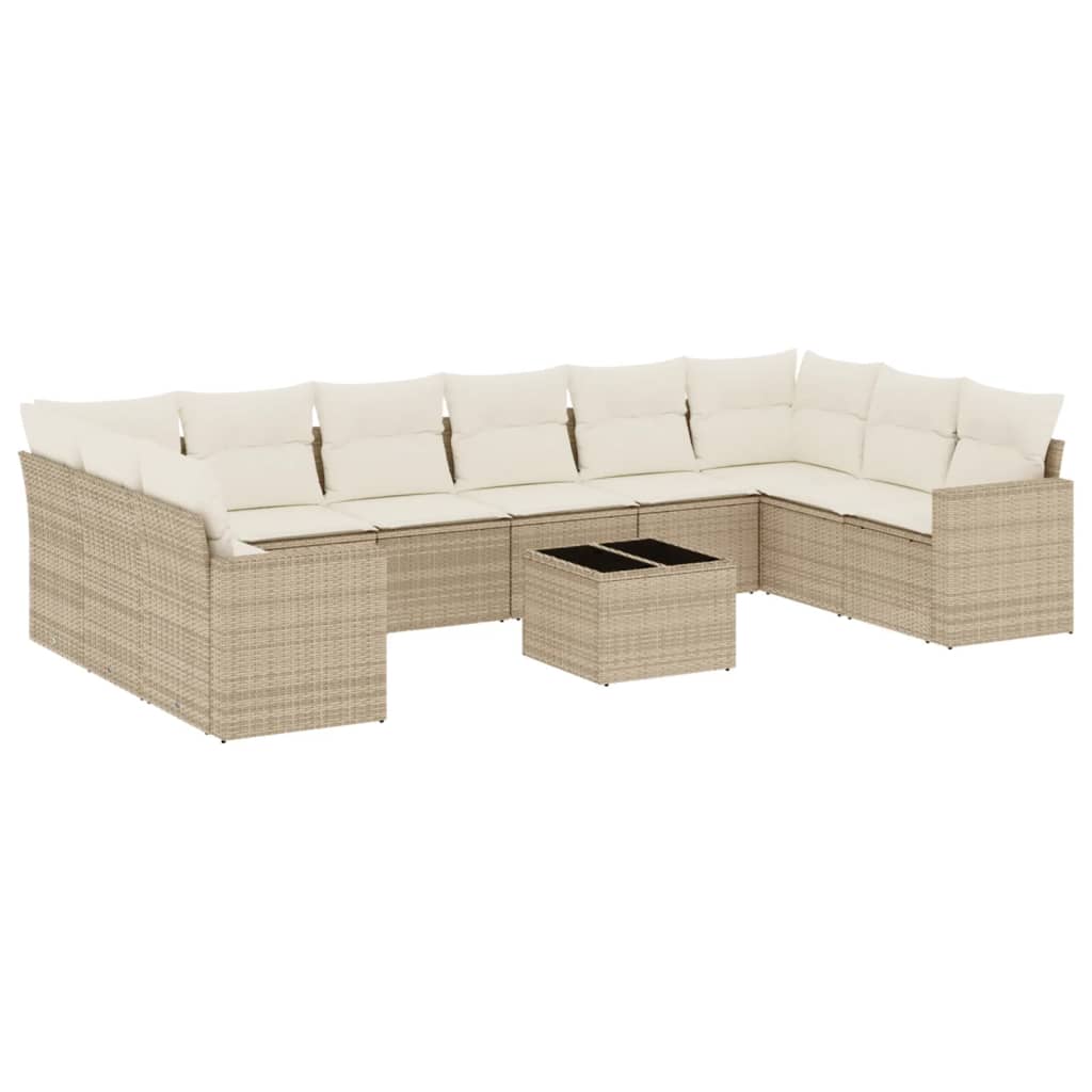 11-delige Tuinset met kussens poly rattan beige is nu te koop bij PeponiXL, paradijselijk wonen!