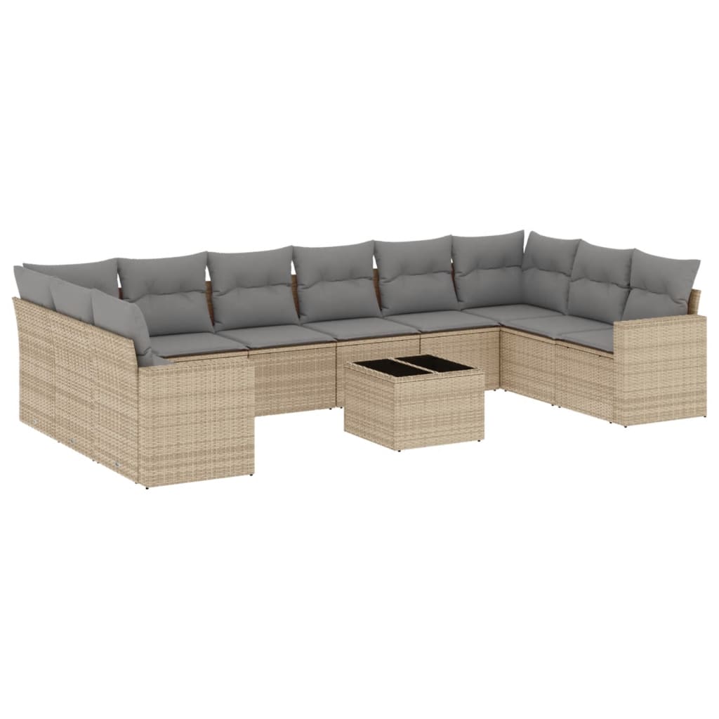 11-delige Tuinset met kussens poly rattan beige is nu te koop bij PeponiXL, paradijselijk wonen!