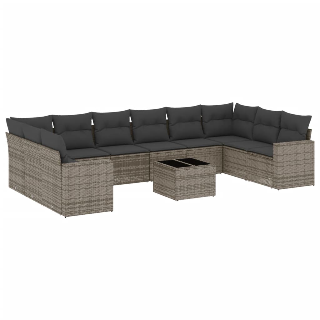 11-delige Loungeset met kussens poly rattan grijs is nu te koop bij PeponiXL, paradijselijk wonen!