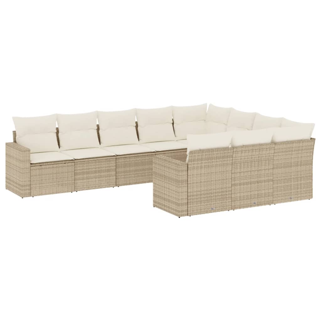 10-delige Loungeset met kussens poly rattan beige is nu te koop bij PeponiXL, paradijselijk wonen!