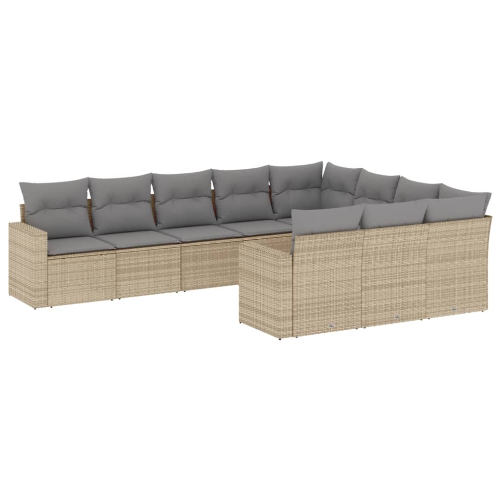 10-delige Loungeset met kussens poly rattan beige is nu te koop bij PeponiXL, paradijselijk wonen!