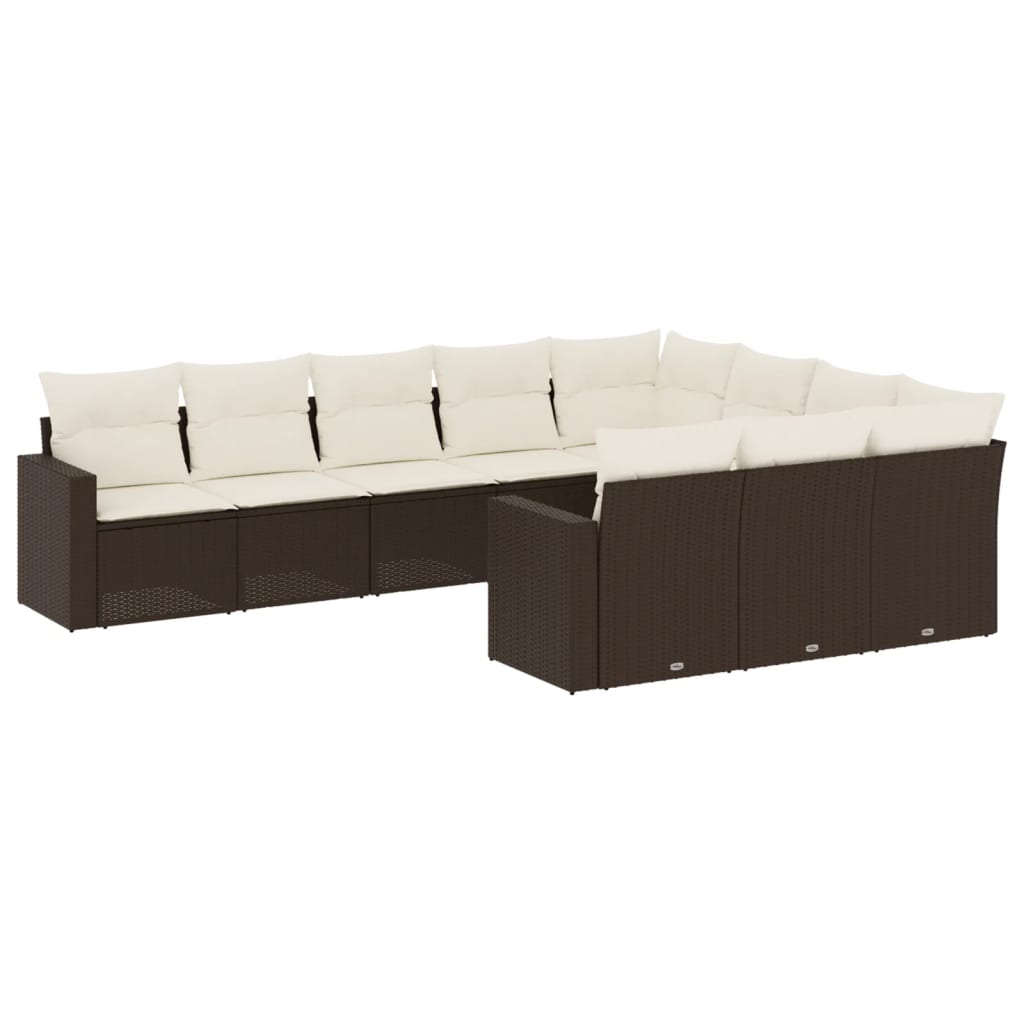 10-delige Loungeset met kussens poly rattan bruin is nu te koop bij PeponiXL, paradijselijk wonen!