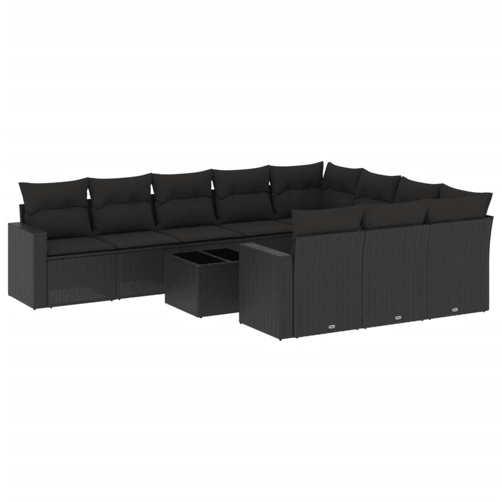 11-delige Loungeset met kussens poly rattan zwart is nu te koop bij PeponiXL, paradijselijk wonen!