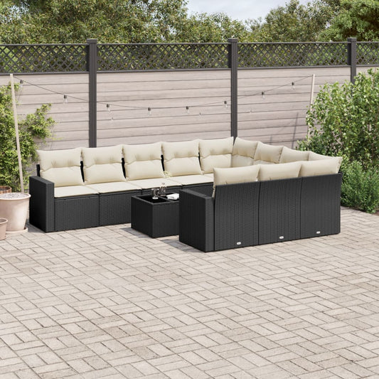 11-delige Loungeset met kussens poly rattan zwart is nu te koop bij PeponiXL, paradijselijk wonen!