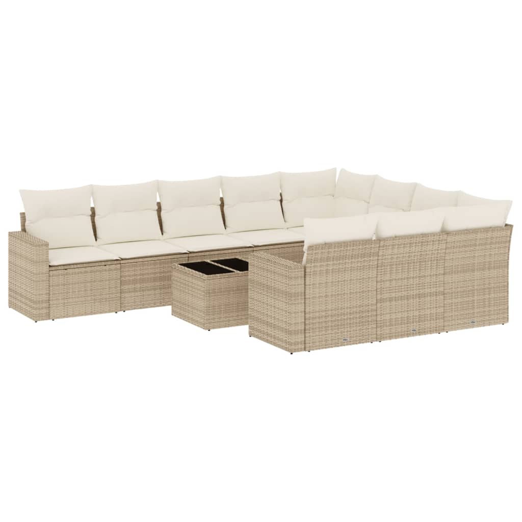 11-delige Tuinset met kussens poly rattan beige is nu te koop bij PeponiXL, paradijselijk wonen!