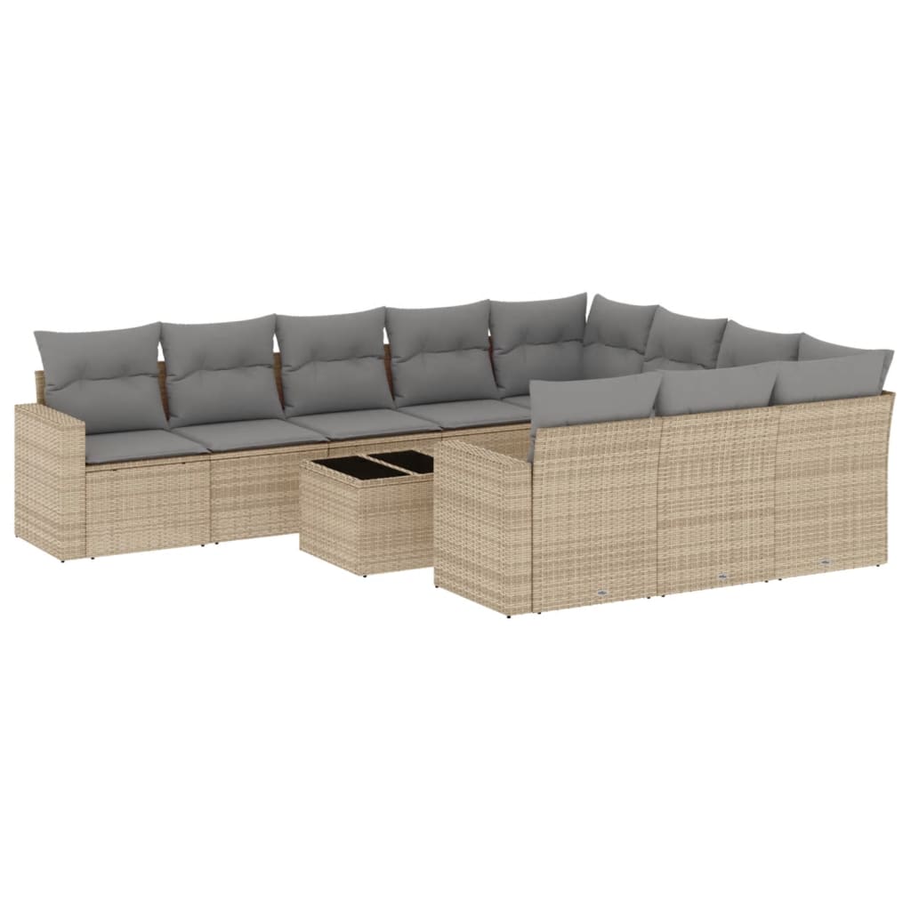 11-delige Tuinset met kussens poly rattan beige is nu te koop bij PeponiXL, paradijselijk wonen!