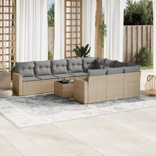 11-delige Tuinset met kussens poly rattan beige is nu te koop bij PeponiXL, paradijselijk wonen!