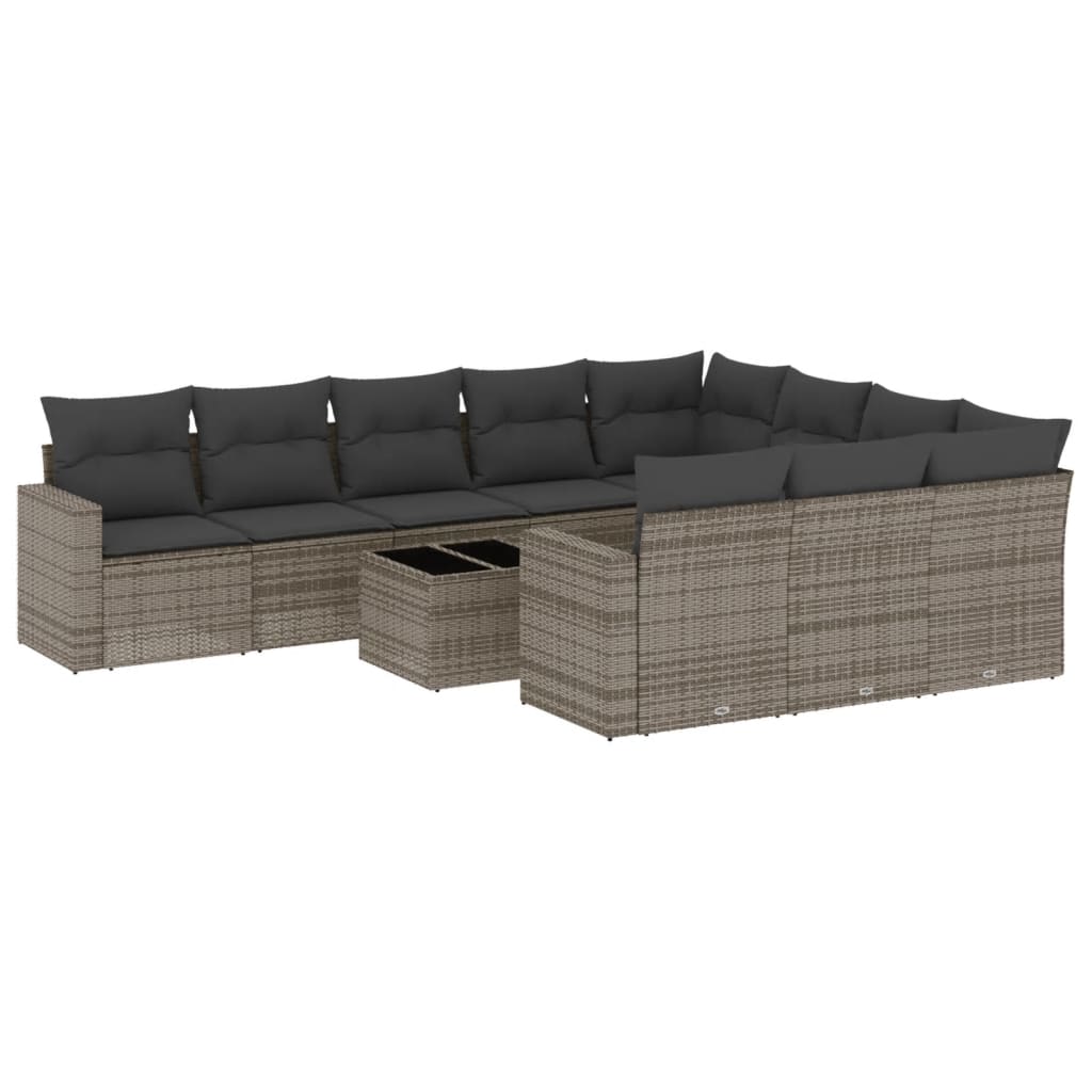 11-delige Loungeset met kussens poly rattan grijs is nu te koop bij PeponiXL, paradijselijk wonen!