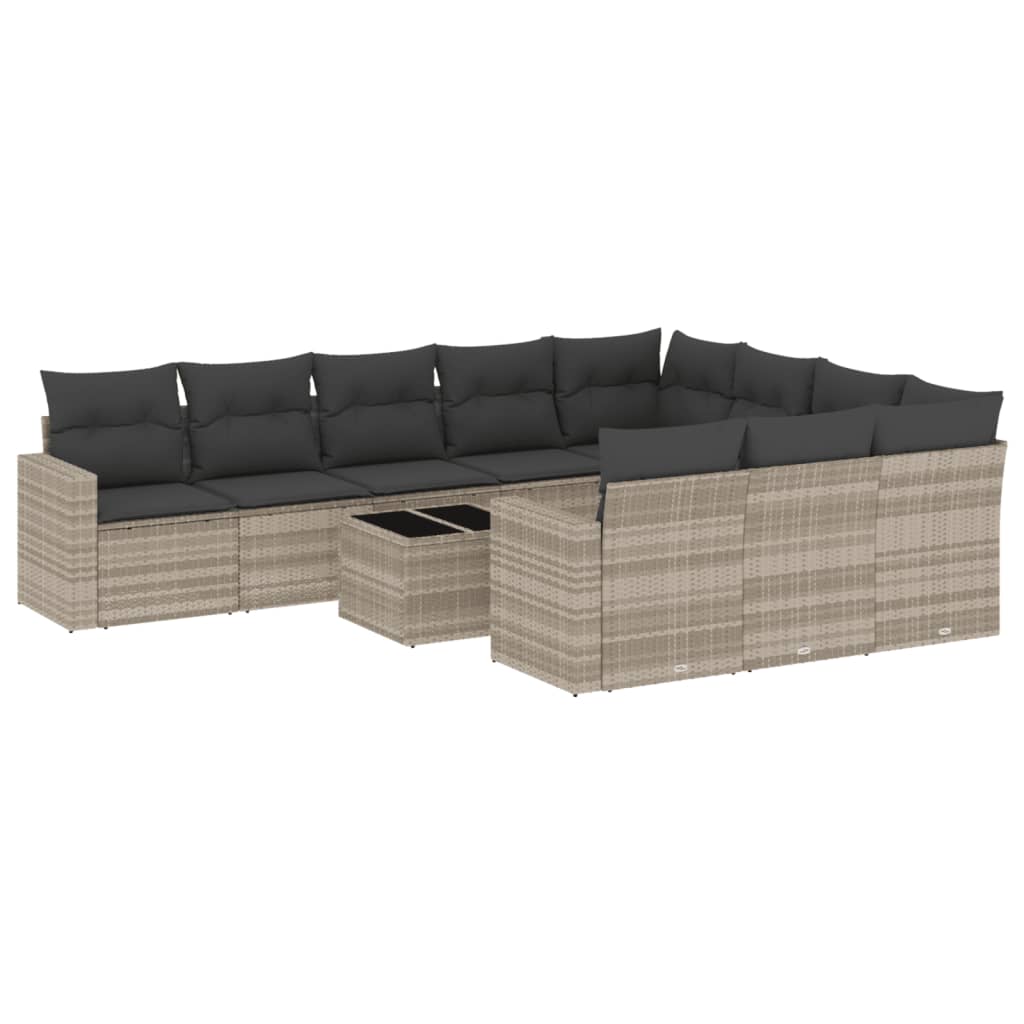 11-delige Loungeset met kussens poly rattan lichtgrijs is nu te koop bij PeponiXL, paradijselijk wonen!