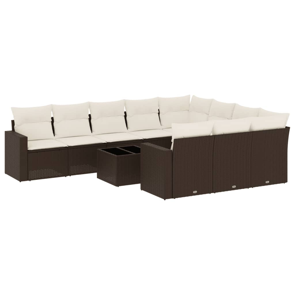 11-delige Loungeset met kussens poly rattan bruin is nu te koop bij PeponiXL, paradijselijk wonen!