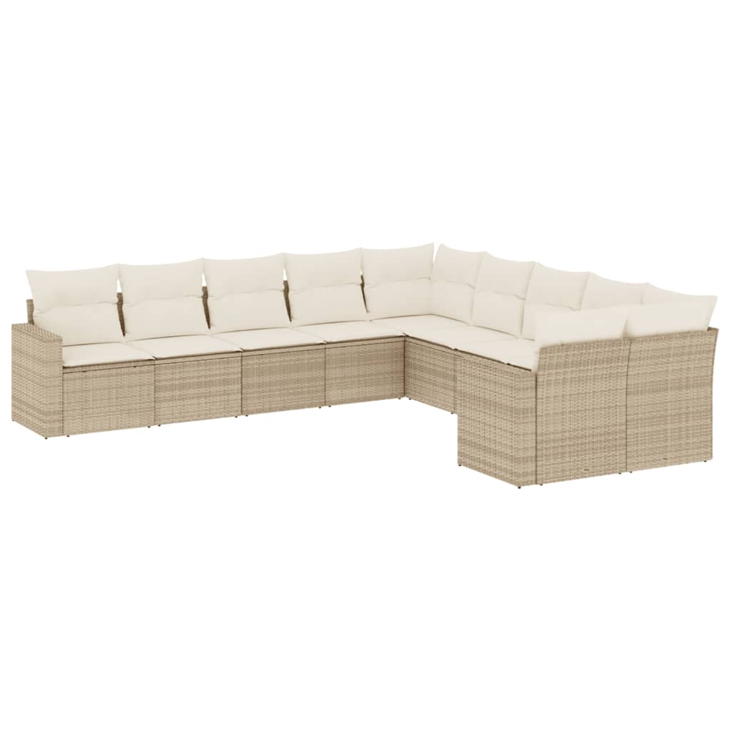 10-delige Loungeset met kussens poly rattan beige is nu te koop bij PeponiXL, paradijselijk wonen!