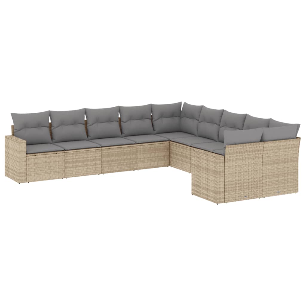 10-delige Loungeset met kussens poly rattan beige is nu te koop bij PeponiXL, paradijselijk wonen!