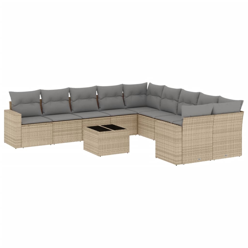 11-delige Tuinset met kussens poly rattan beige is nu te koop bij PeponiXL, paradijselijk wonen!