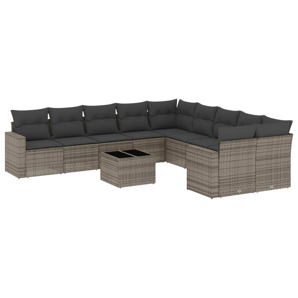 11-delige Loungeset met kussens poly rattan grijs is nu te koop bij PeponiXL, paradijselijk wonen!