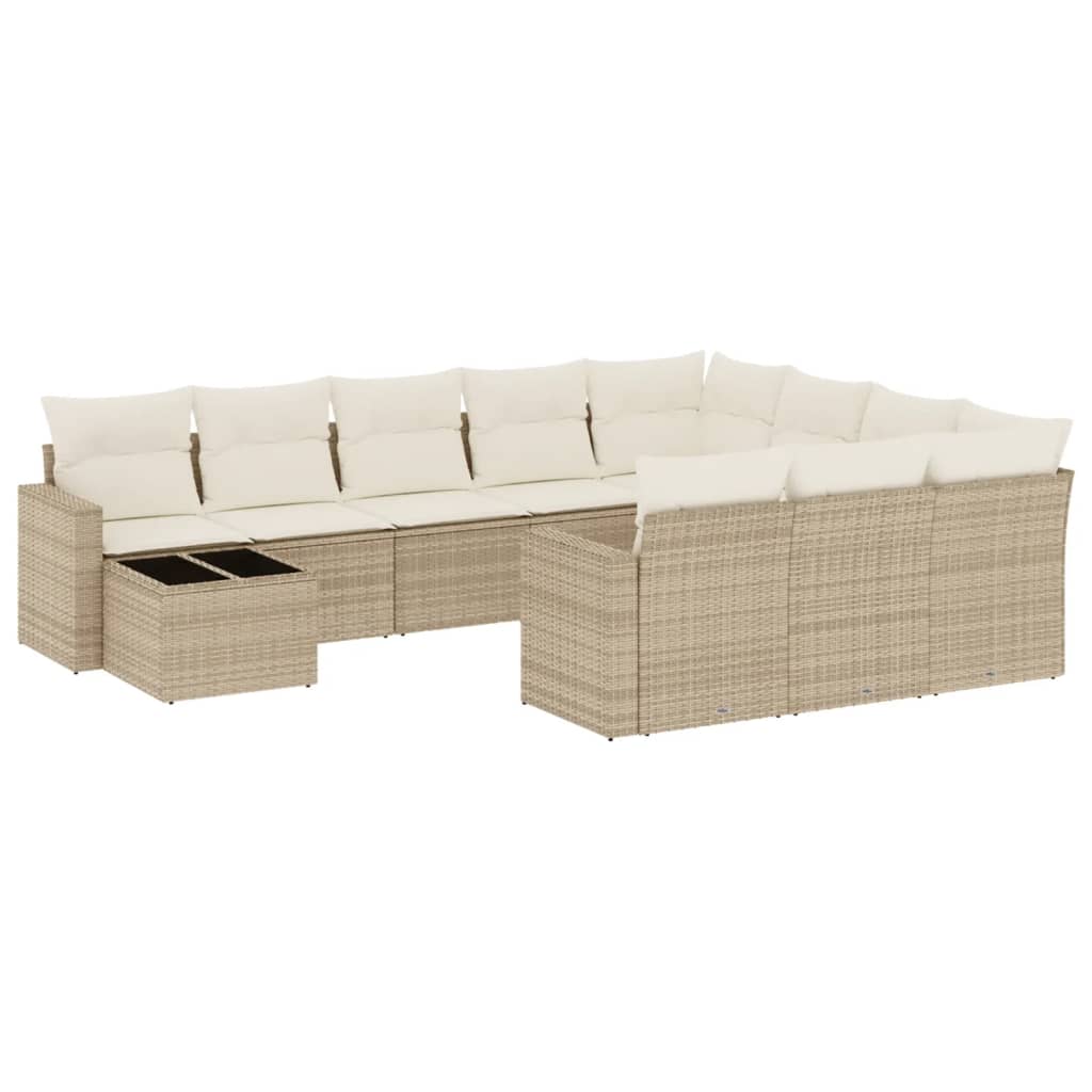 11-delige Tuinset met kussens poly rattan beige is nu te koop bij PeponiXL, paradijselijk wonen!