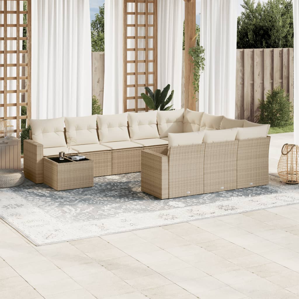 11-delige Tuinset met kussens poly rattan beige is nu te koop bij PeponiXL, paradijselijk wonen!